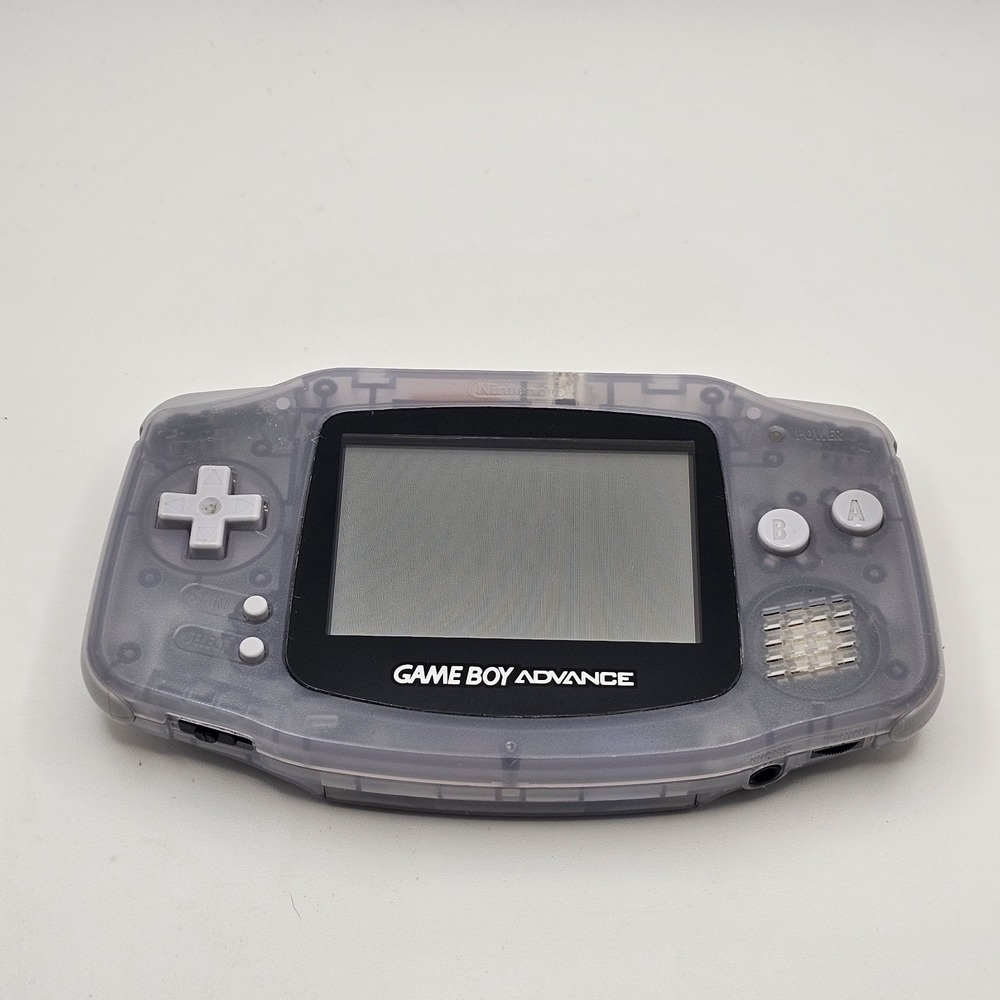 Nintendo GameBoy Advance GBA Clear Glacier AGB-001 Works Complete New Batteries